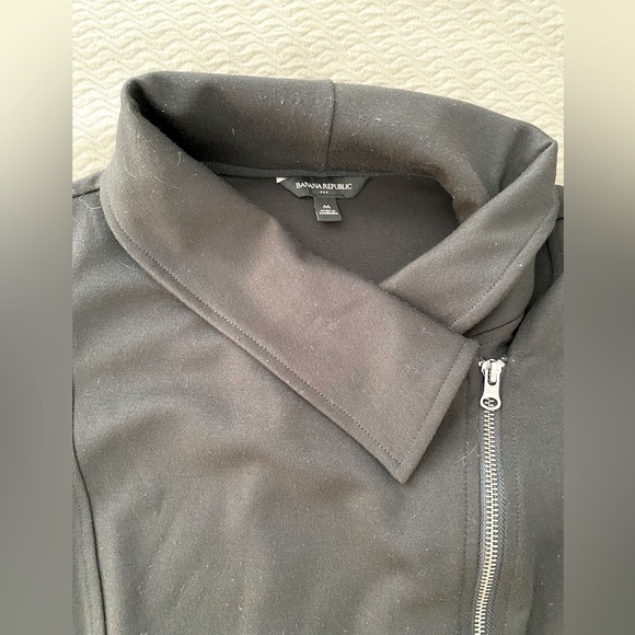 Banana Republic moto sweater jacket asymmetrical zipper 80’s retro collar pocket - Picture 5 of 12